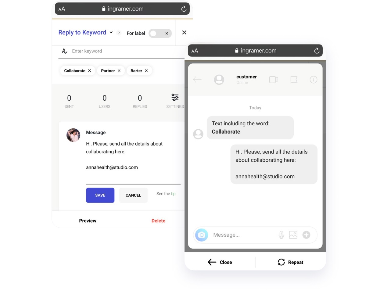 Inflact DM as a CRM system