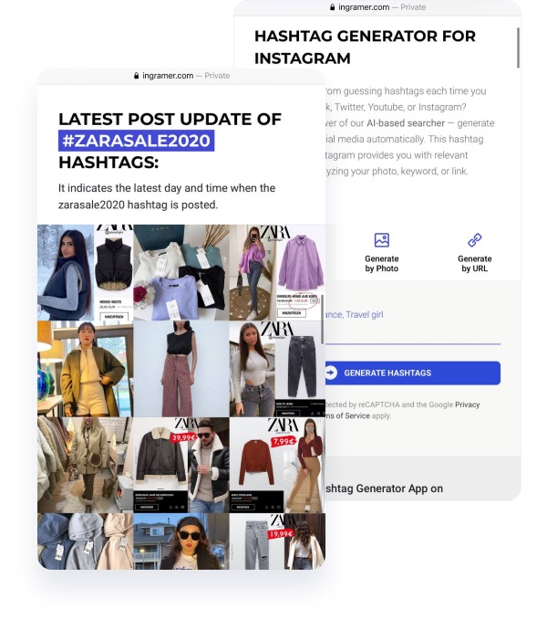 experiences through hashtags