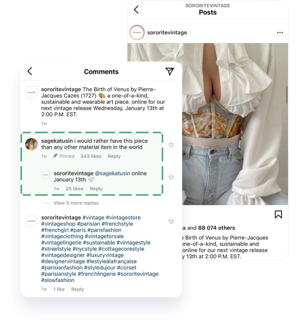 pin comments on IG