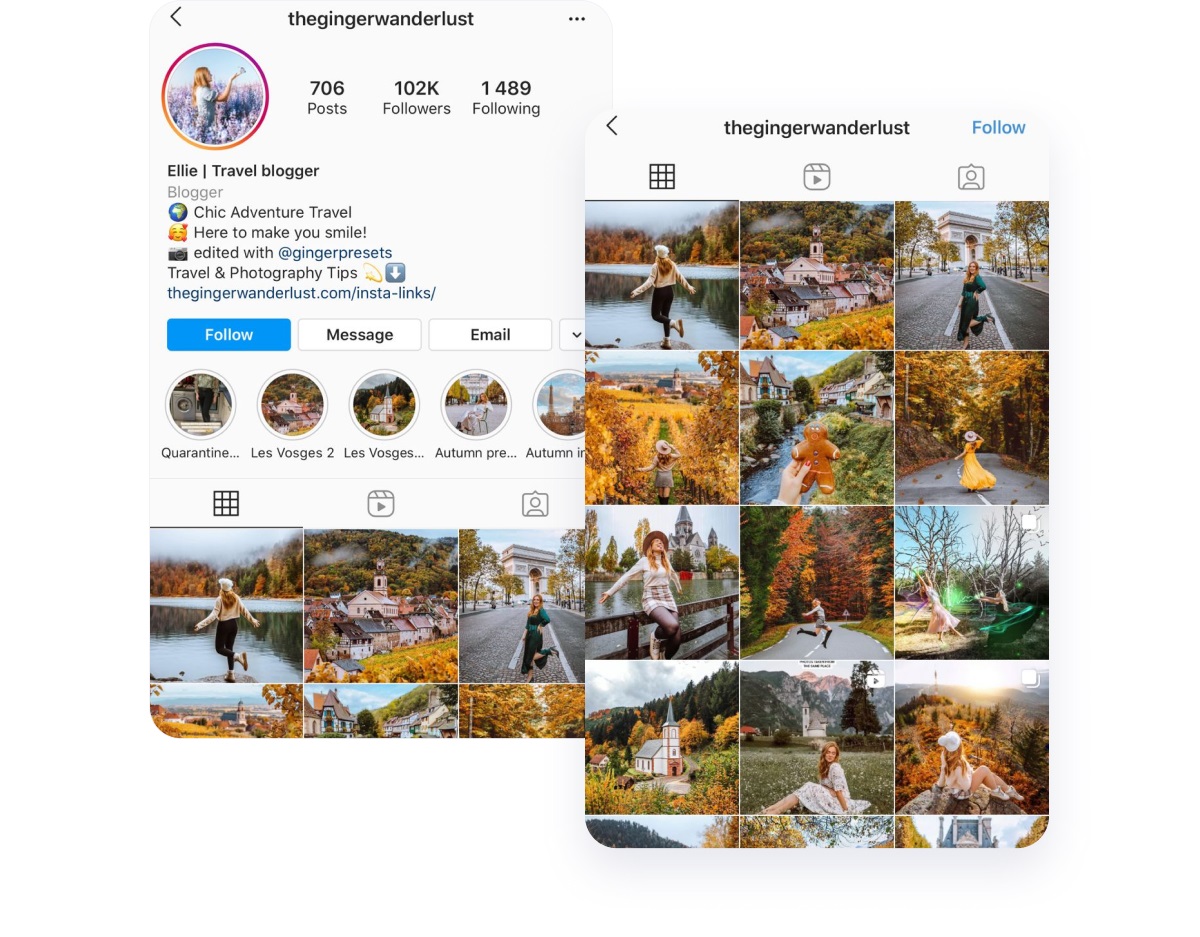 account specialized in travelling