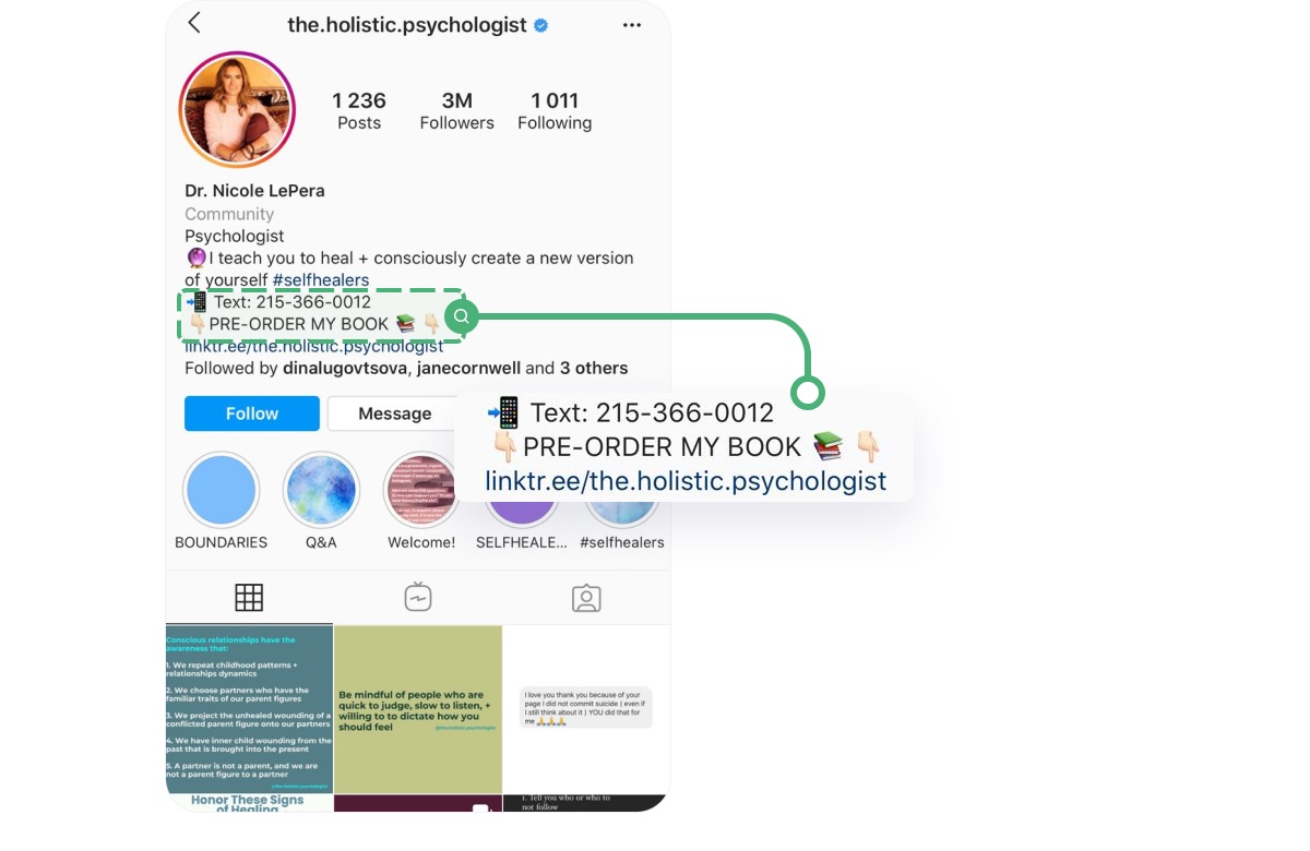 hashtags in your bio