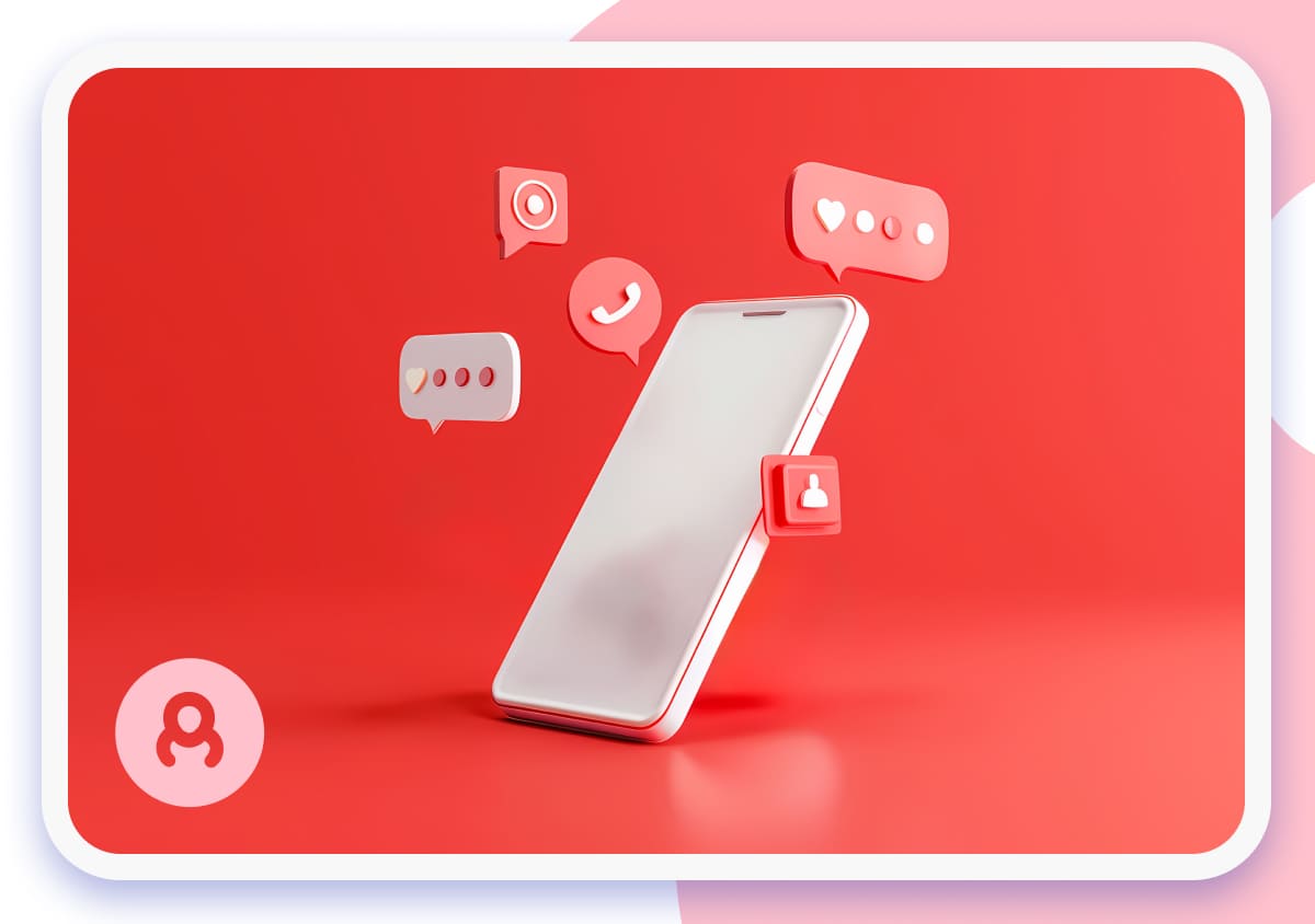 a mobile phone with floating social media icons