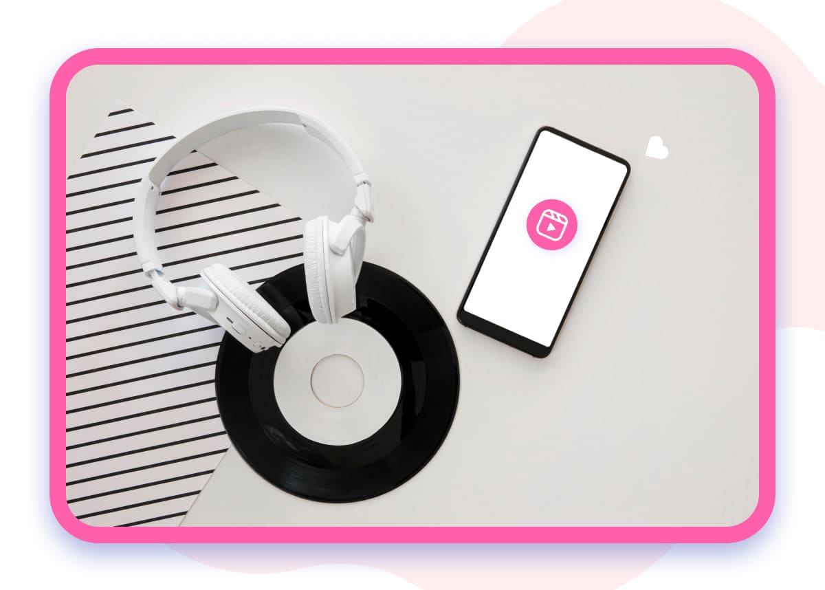 a picture of headphones and a smartphone with the Reels icon