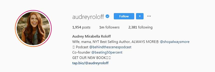 instagram bio for girls audrey roloff
