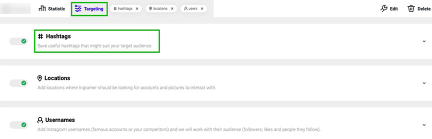 inflact targeted hashtags